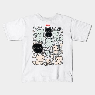 A group of black and white cats Kids T-Shirt